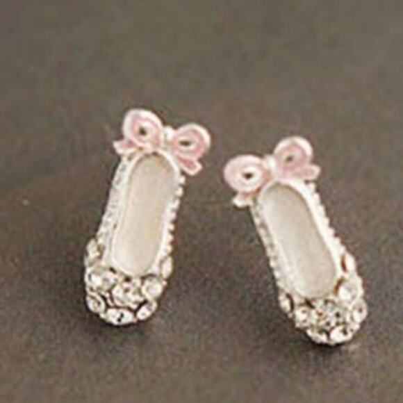 Ballet Slipper Shoe Post Earrings - Picture 4 of 4